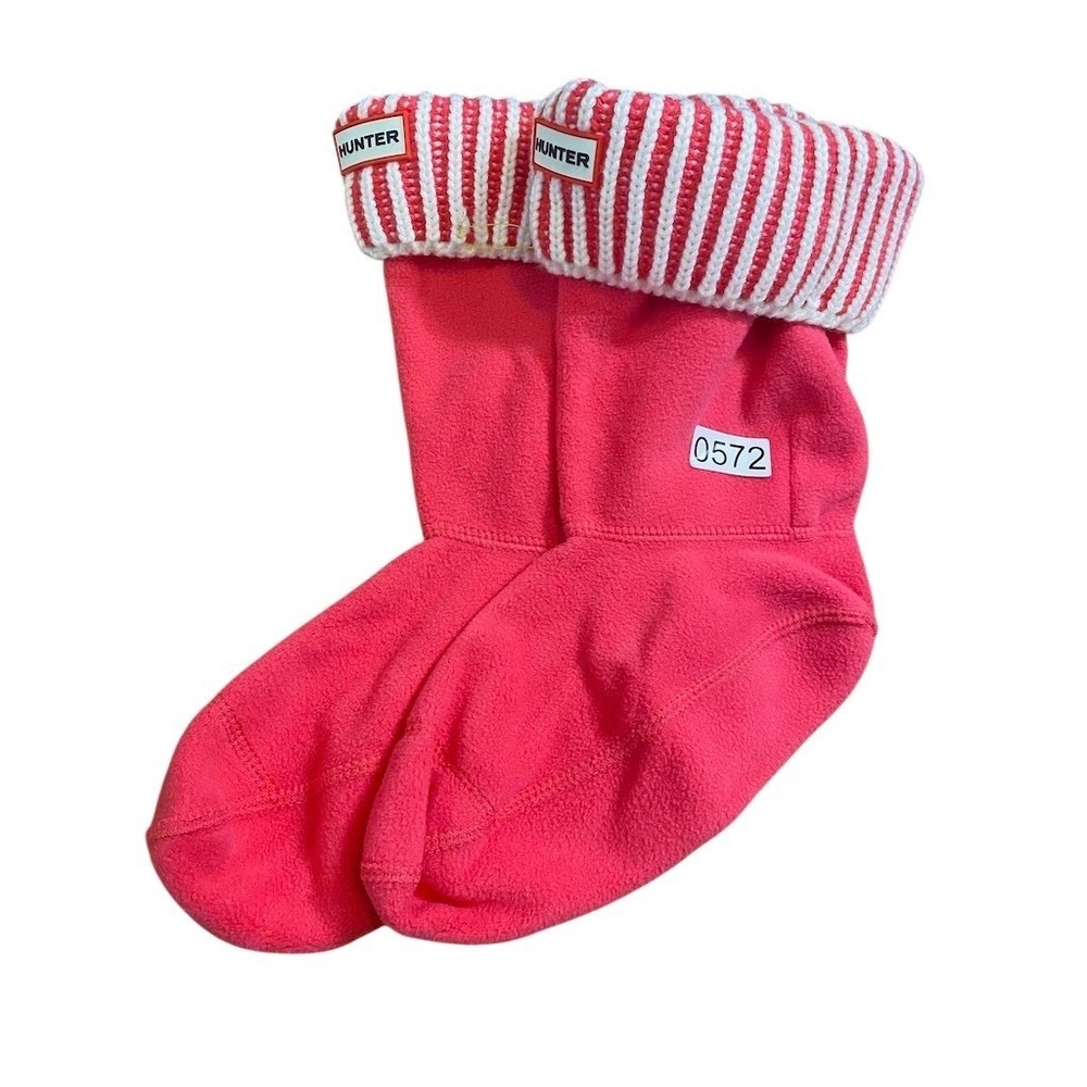 Hunter Boot Socks Womens One Size Pink Fleece Lined Fold-Over Cuff‎ Logo